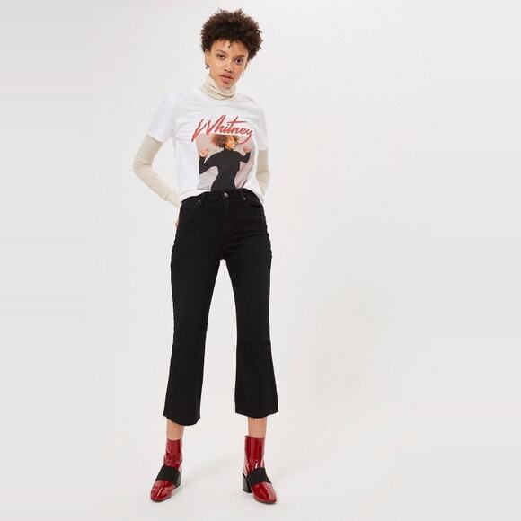 Topshop Moto Dree Cropped Kick Flare Jeans size 32 Raw Hem - Picture 3 of 12